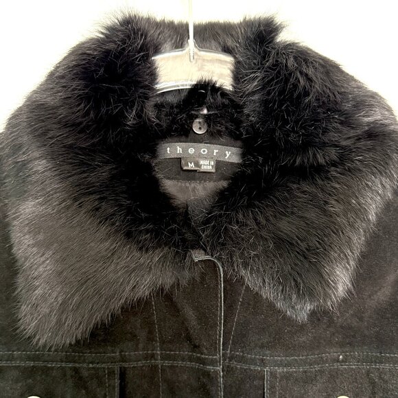 Theory Suede Jacket with Fur collar - Picture 4 of 6